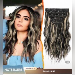 Stylish 14” Black and Blonde Hair Extensions